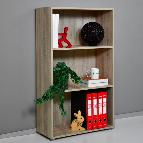 Estantería baja oficina 3 compartimentos 2 estantes ajustables madera Kbook 3SS Promoción