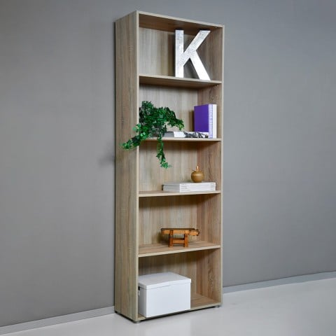 Librería de madera 5 compartimentos baldas regulables oficina salón Kbook 5SS
