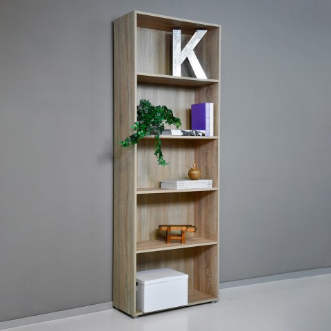 Librería de madera 5 compartimentos con estantes ajustables para oficina y sala Kbook 5SS Promoción