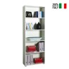 Librería de oficina de diseño en blanco con 5 compartimentos y baldas regulables Kbook 5WS Venta