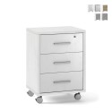 Mueble 3 cajones llave ruedas escritorio oficina diseño moderno Rot Promoción