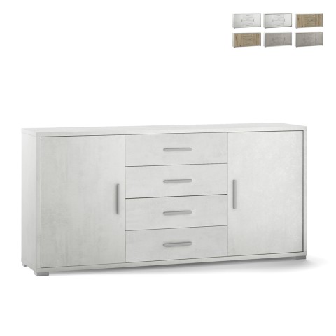 Aparador moderno 2 puertas 4 cajones mueble buffet salón Cleore Promoción