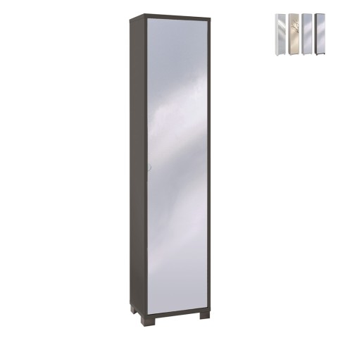 Mueble columna de almacenamiento con puerta de espejo con 4 estantes ajustables Beck