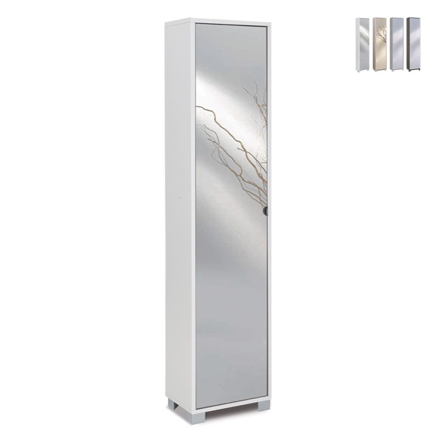 Mueble columna de almacenamiento con puerta de espejo con 4 estantes ajustables Beck Rebajas