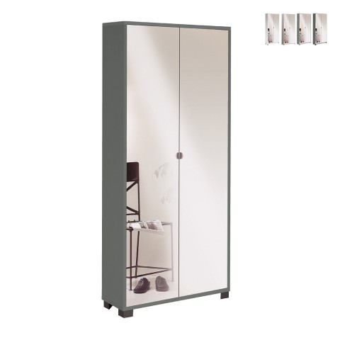 Mueble de almacenamiento multiusos 2 puertas de espejo 8 estantes ajustables Arlan Promoción