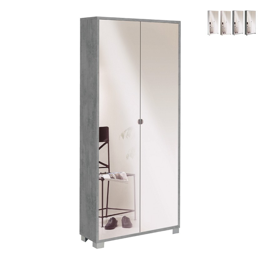 Mueble de almacenamiento multiusos 2 puertas de espejo 8 estantes ajustables Arlan Oferta