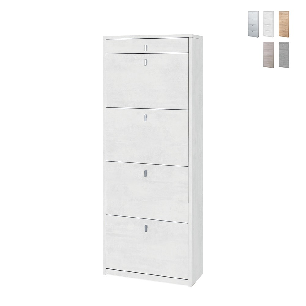 Zapatero de diseño moderno de 4 puertas con cajón para 20 pares de zapatos Cadre