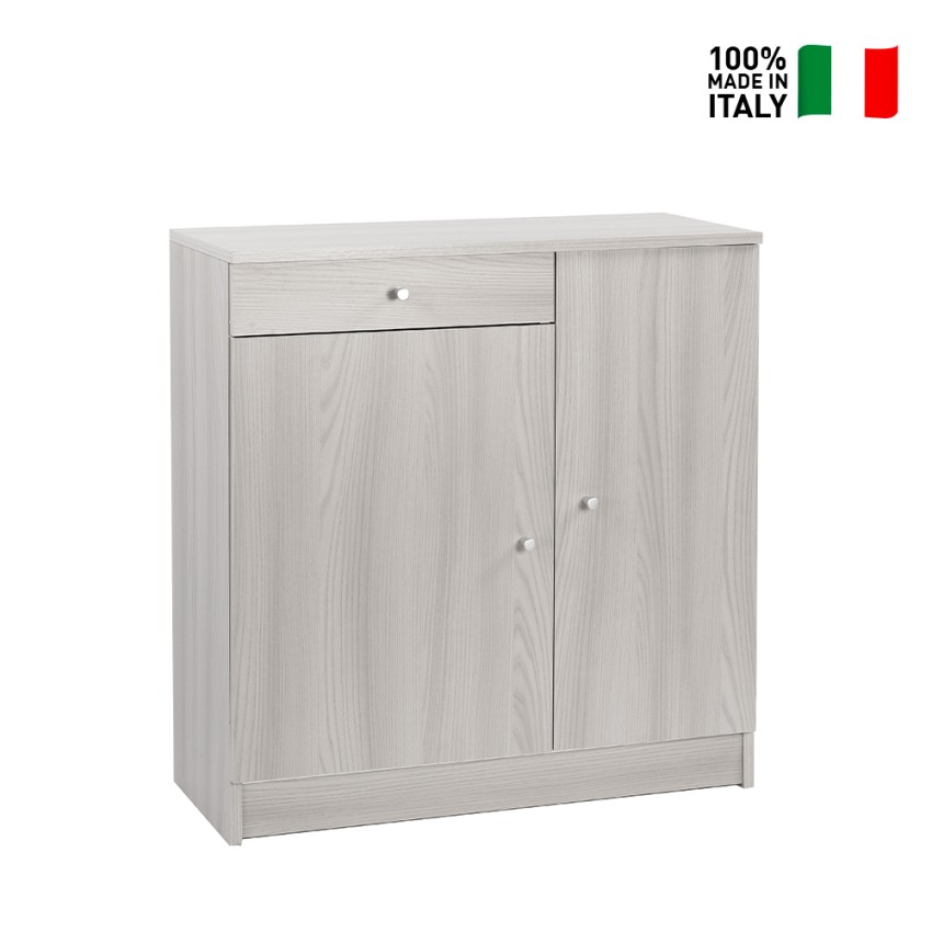 Armario Despensa Cocina 4 Estantes 3 Cajones Puerta Cristal