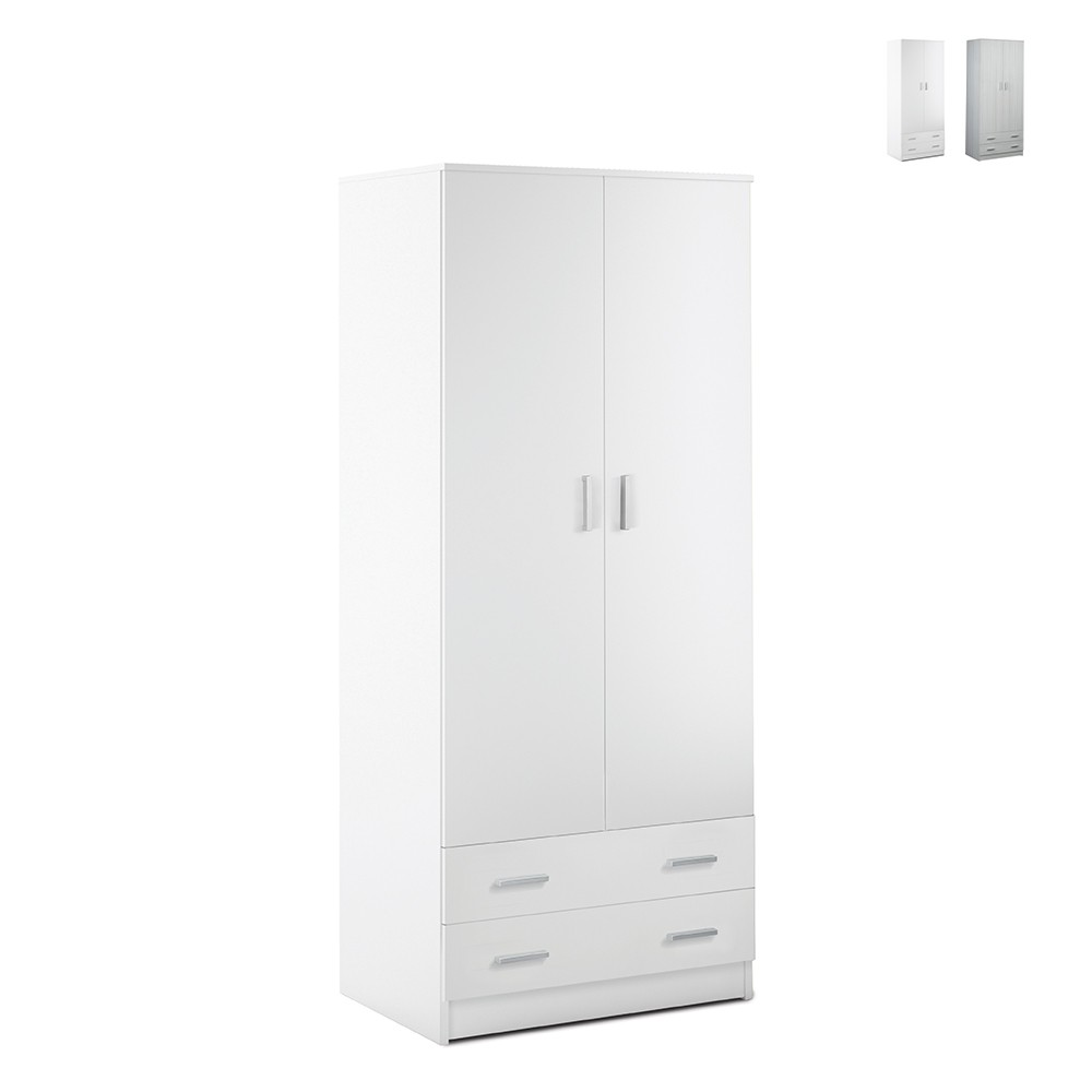 Armario ropero dormitorio moderno 2 puertas 2 cajones Fanny