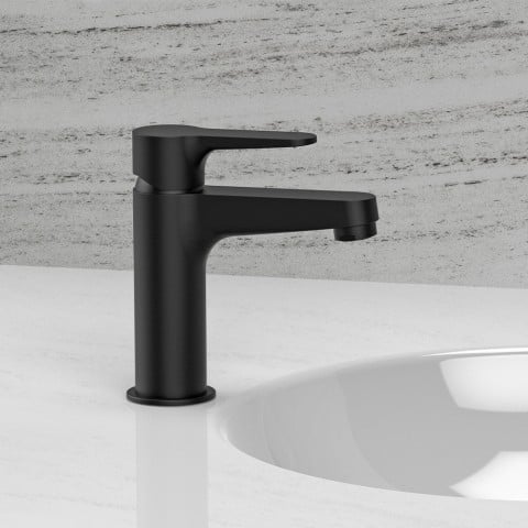 Grifo de lavabo de diseño moderno negro Aurora