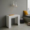 Mesa de comedor consola extensible 90x48-308cm madera blanca Basic Rebajas