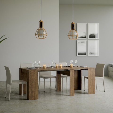 Consola de diseño extensible 90x48-308cm mesa de comedor madera Basic Noix Promoción