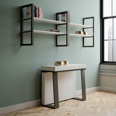 Consola extensible 90x40-288cm mesa de comedor diseño blanco metálico Asia Promoción