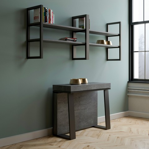 Consola extensible 90x40-288cm moderna gris metal Asia Concrete Promoción