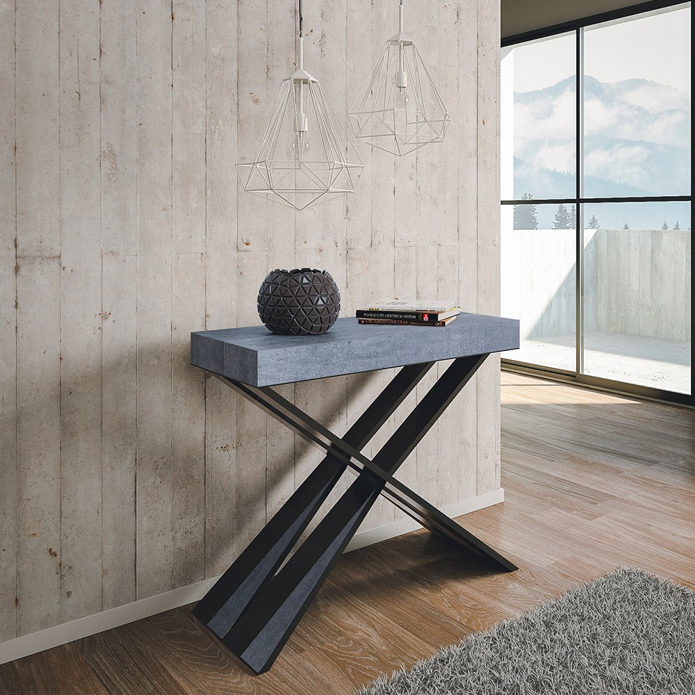 Consola extensible 90x40-196cm mesa gris Diago Small Concrete