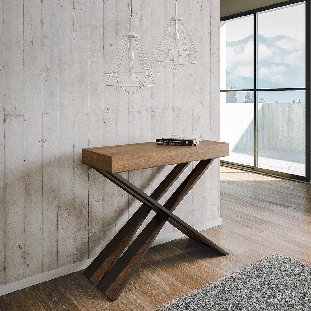 Consola de entrada extensible nogal 90x40-196cm Diago Small Noix