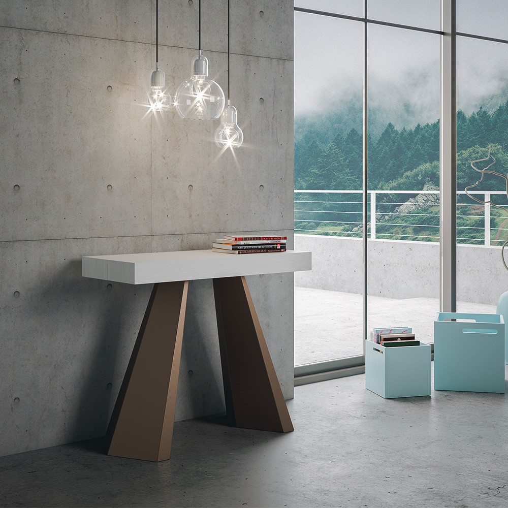 Consola moderna extensible blanca 90x40-196cm Diamante Small