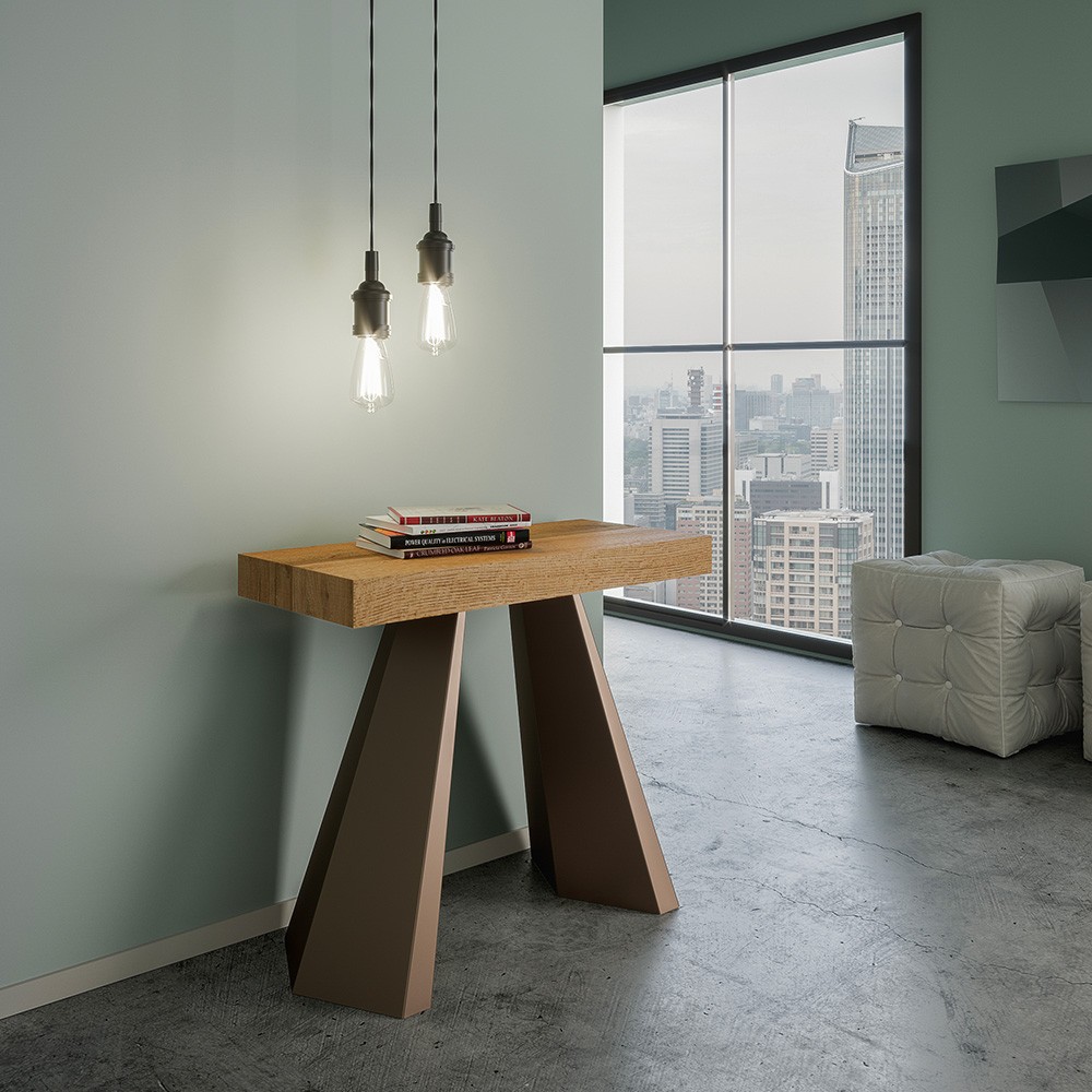 Consola extensible en madera 90x40-300cm mesa moderna Diamante Oak