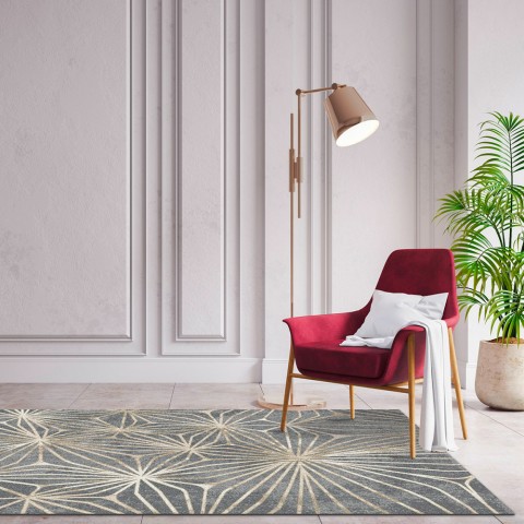 Opera Spider Grey alfombra rectangular con relieve moderna diseño