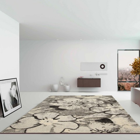 Art Flower Grey alfombra rectangular diseño moderno Salón Oficina