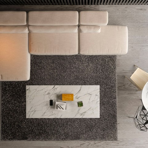 Alfombra Rectangular Diseño Moderno Color Sólido Salón Trend Anthracite