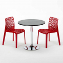 Mesa Redonda Negra 70x70 cm y 2 Sillas De Colores Gruvyer Cosmopolitan 