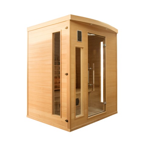 Sauna finlandesa de infrarrojos para casa de madera 3 plazas de cuarzo. Apollon 3