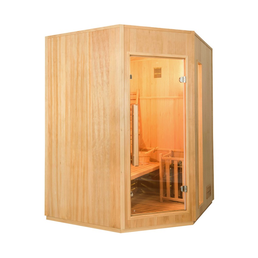 Sauna finlandesa angular 3 plazas estufa eléctrica Zen 3C Promoción