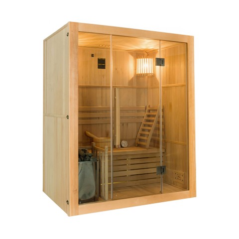 Sauna de casa de madera finlandesa para 3 personas 3,5 kW Sense 3