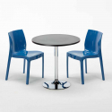 Mesa Redonda Negra 70x70 cm y 2 Sillas De Colores Ice Cosmopolitan Coste