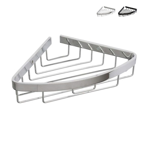 Estante de ducha esquinero con cestillo de aluminio cromado negro Attractive Promoción