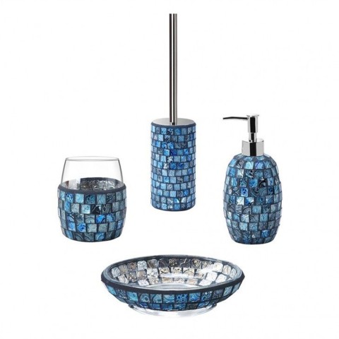 Juego de accesorios de baño: dispensador de jabón, escobilla y porta cepillo de dientes Crystal Promoción