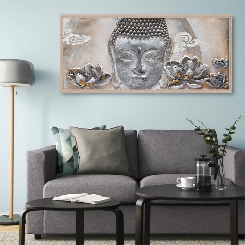 Cuadro pintado a mano sobre tela 65x150cm Buddha W218 Promoción
