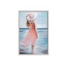 Cuadro pintado a mano sobre tela 60x90cm mujer playa con relevo W714 Rebajas