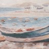 Cuadro pintado a mano sobre tela 30x90cm barca en la orilla W800 Stock