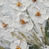 Cuadro pintado a mano sobre tela 30x30cm prado flores blancas Z501 Catálogo