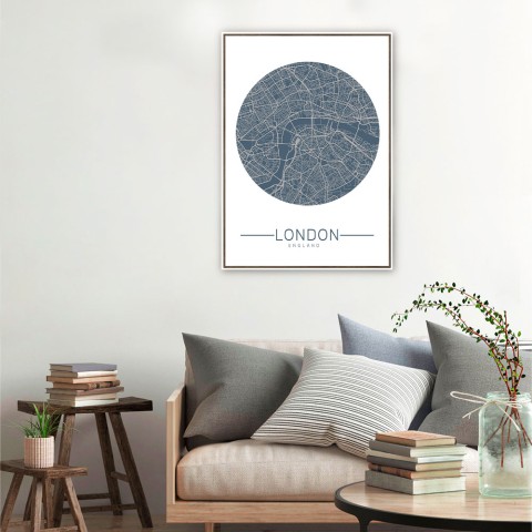 Cuadro con impresión de mapa fotográfico de ciudad de Londres con marco 50x70cm Unika 0006 Promoción