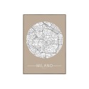 Cuadro con fotografía del mapa ciudad Milán 50x70cm Unika 0012 Venta