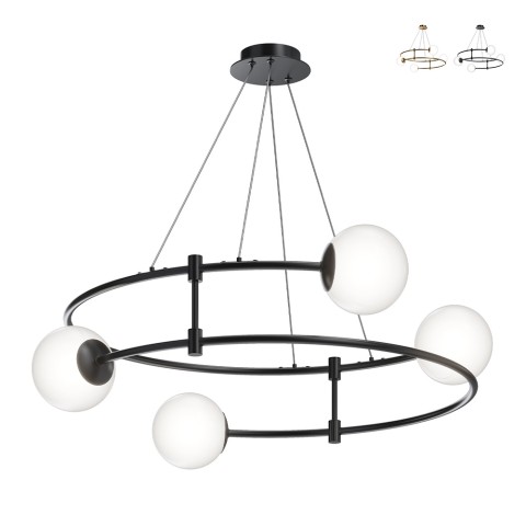 Lámpara de diseño moderno en metal 4 luces esferas de cristal Balance Maytoni