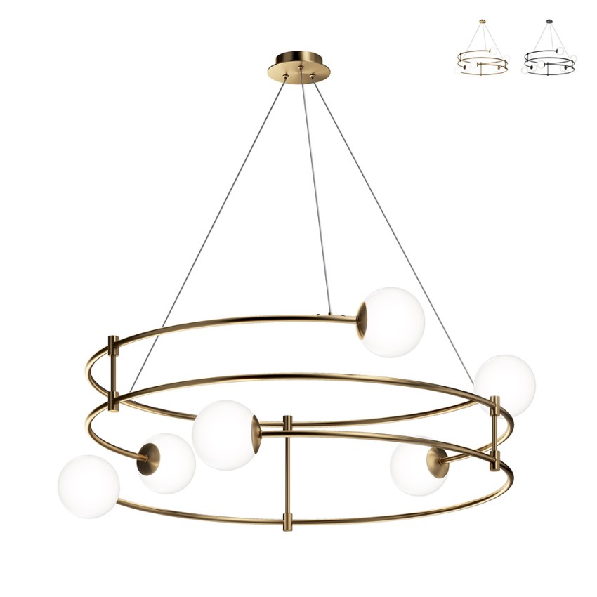 Lámpara de diseño moderno en metal 6 luces esferas de cristal Balance Maytoni Promoción