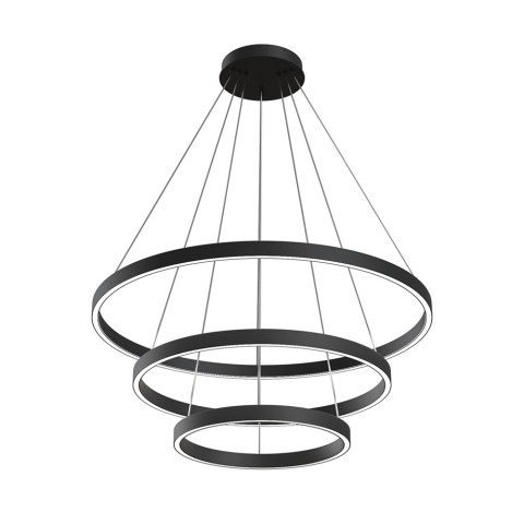 Lámpara colgante LED negra con 3 anillos ajustables Rim Maytoni