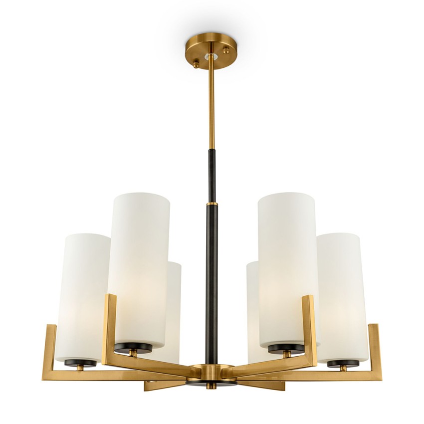 Lámpara de techo diseño candelabro moderno de latón 6 focos Fortano Maytoni Promoción