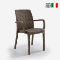 Stock 18 sillas de rattan apilables con reposabrazos para jardín exterior Indiana Bica Descueto