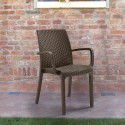 Stock 18 sillas de rattan apilables con reposabrazos para jardín exterior Indiana Bica Características