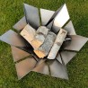 Brasero de jardín al aire libre con hogar de acero oxidado Phoenix Flower 650 Medidas