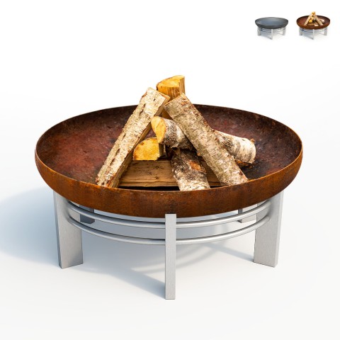 Brasero de acero oxidado para jardín barbacoa redonda Ø 79cm Jura Promoción