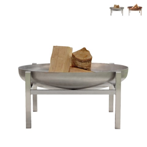 Brasero de jardín exterior para barbacoa de acero color óxido Crate Promoción