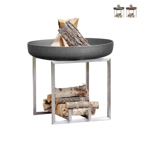 Brasero exterior de jardín para leña barbacoa Ø 63 cm acero oxidado Nagliai Promoción