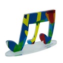Tricroma Escultura decorativa de estilo pop art de nota musical colorida Stock