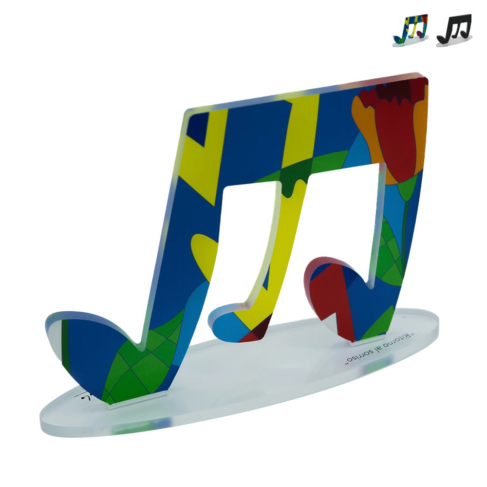 Tricroma Escultura decorativa de estilo pop art de nota musical colorida